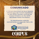 Comunicado - Feriado de Corpus Christi